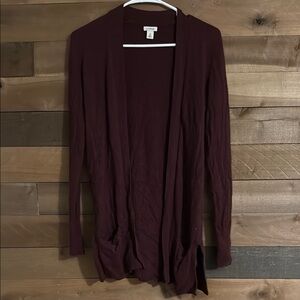 L.L. Bean Red Cardigan Open Front Soft Knit